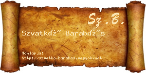 Szvatkó Barabás névjegykártya