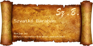 Szvatkó Barabás névjegykártya